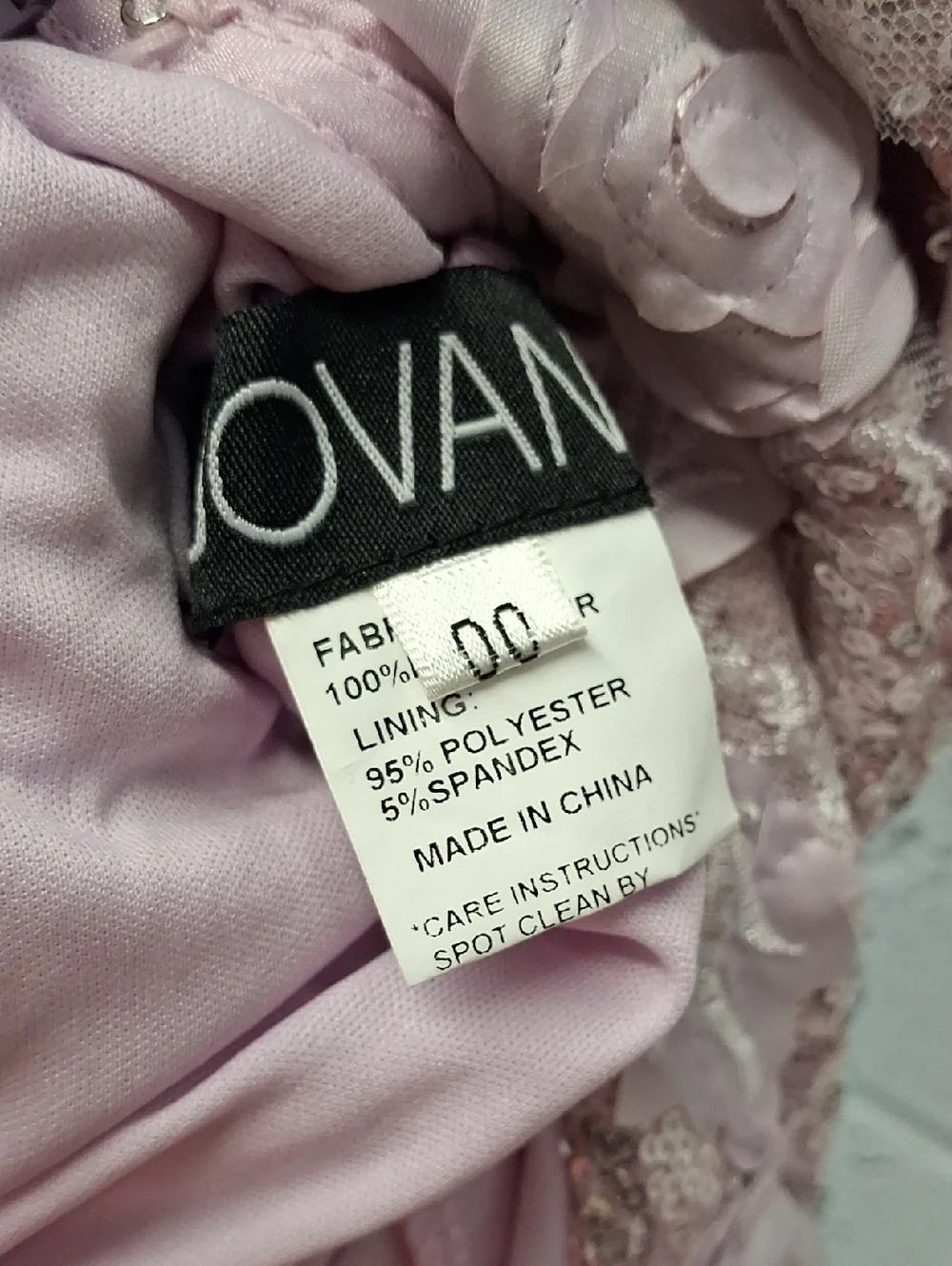 NWOT Jovani Sequin Floral Appliqué Gown in Light Pink - Picture 13 of 13